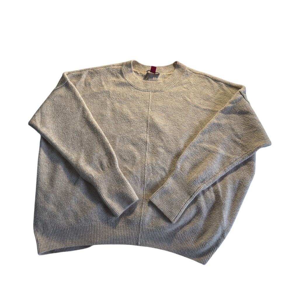 Vince Camuto Women’s Large Beige Oversized Crewneck Sweater Soft Cozy Knit